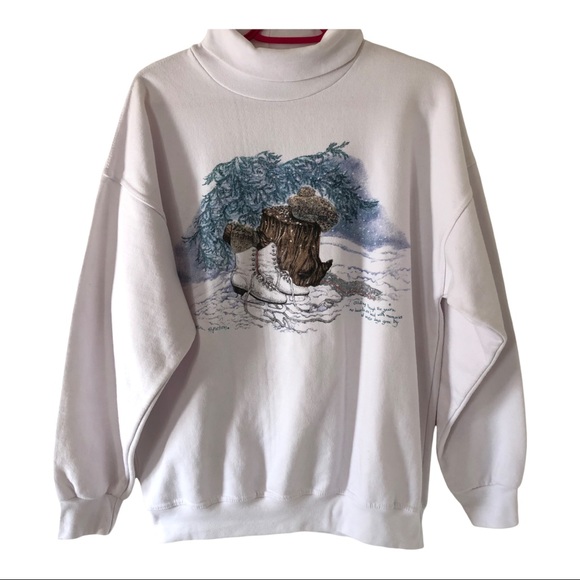 3/$15: Vintage Northern Reflections Ice Skate Turtleneck Sweatshirt - Picture 1 of 7